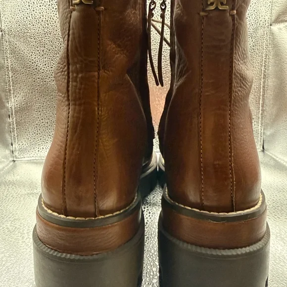 SAM EDELMAN Women's 8.5 Leather Cognac Garret Platform Combat Boots - Picture 4 of 8